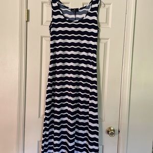 Navy Blue and White Maxi Dress